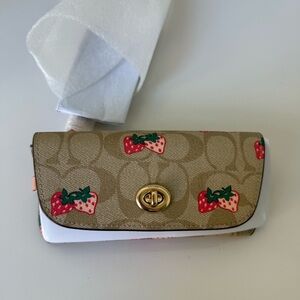 Coach Tan and Red Strawberry Glasses Case NWT